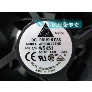 DELTA AFB0612EHE 12V 1.68A 4wires Cooling Fan